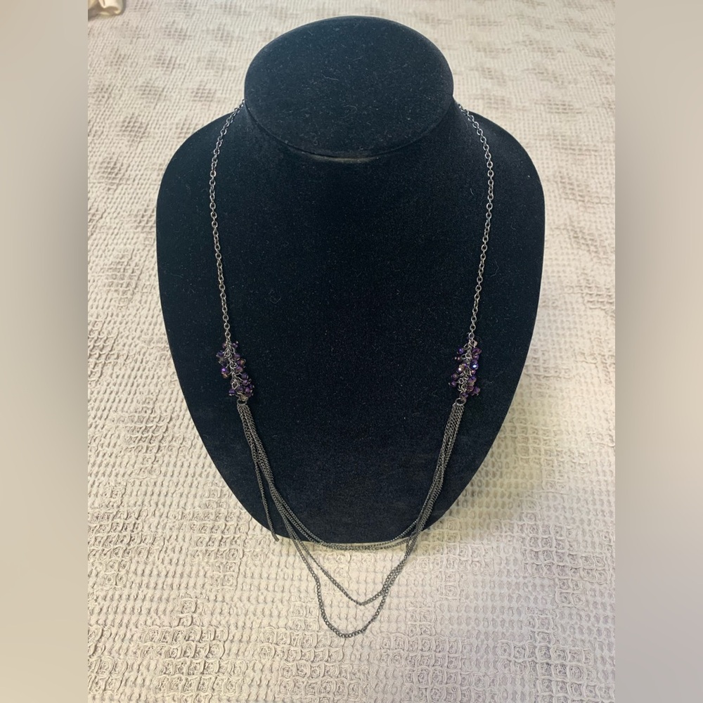 Handmade Elegant Purple and Silver Necklace